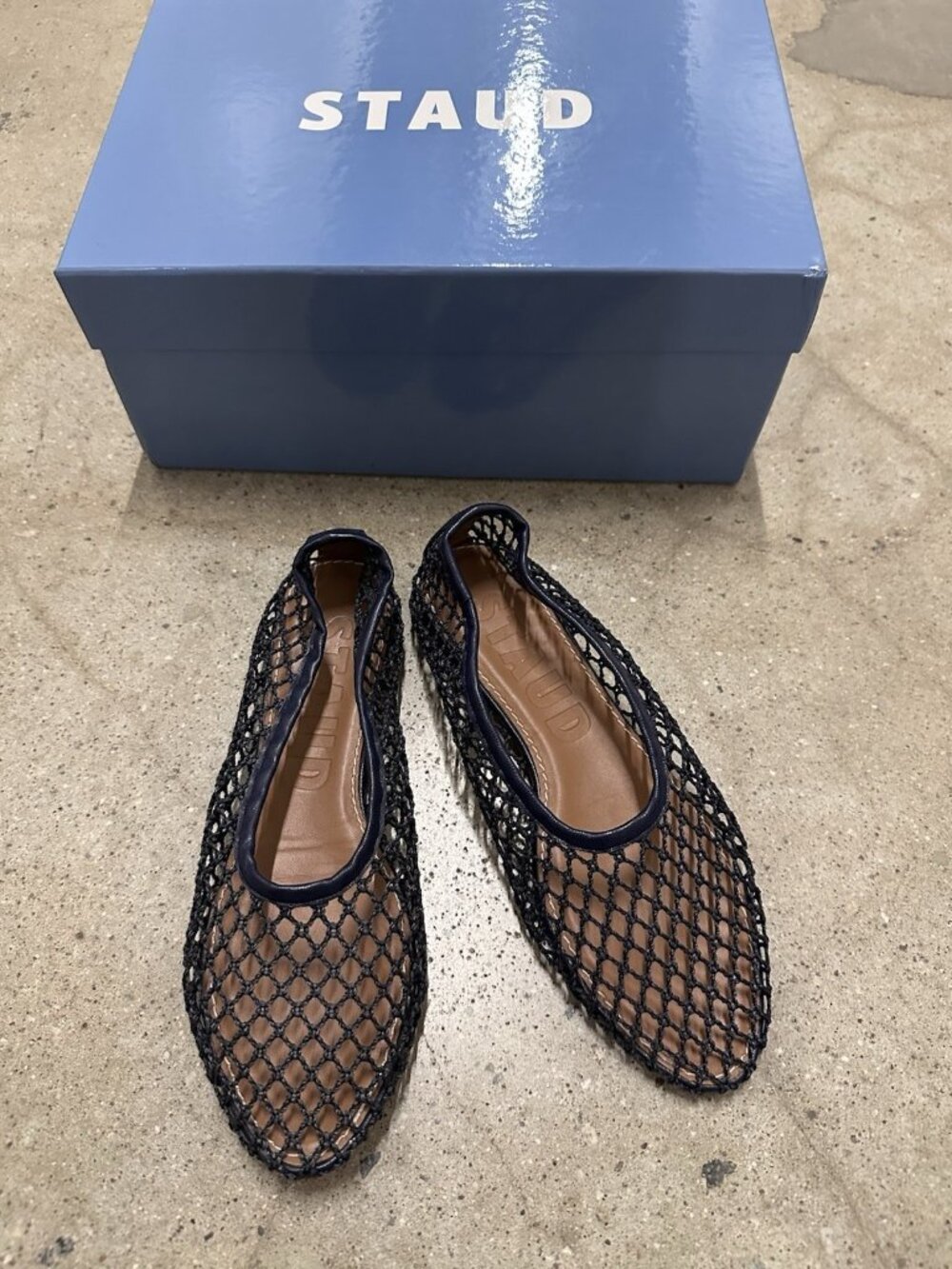 Staud Alba Ballet Flats Navy Blue